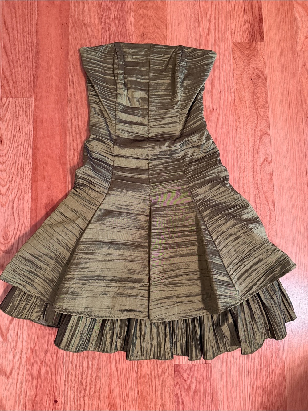Cache Strapless Olive Green Party Dress